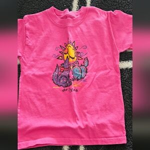 Hanes Pink Kids Tee with Sun and Cactus Graphic